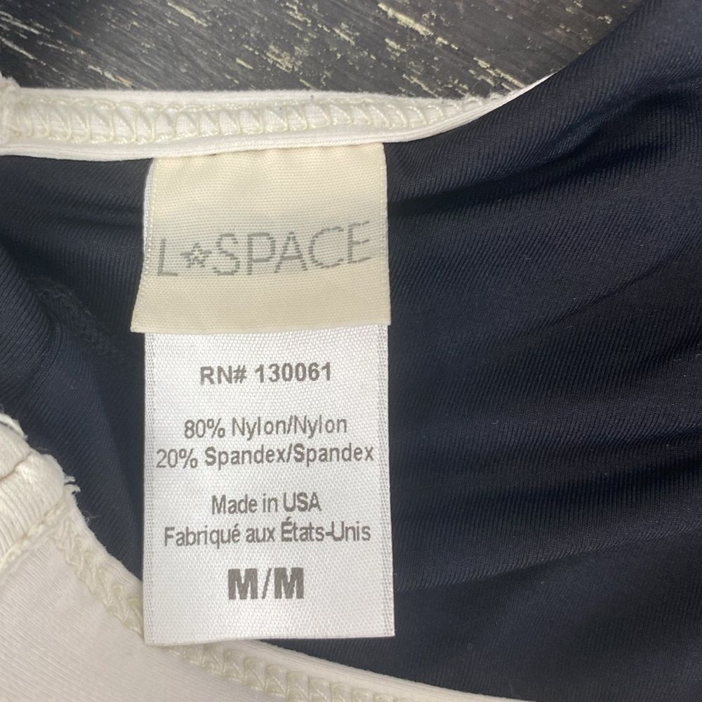L*Space Black & White Strap Back Bikini Bathing Suit Top M - Picture 7 of 8